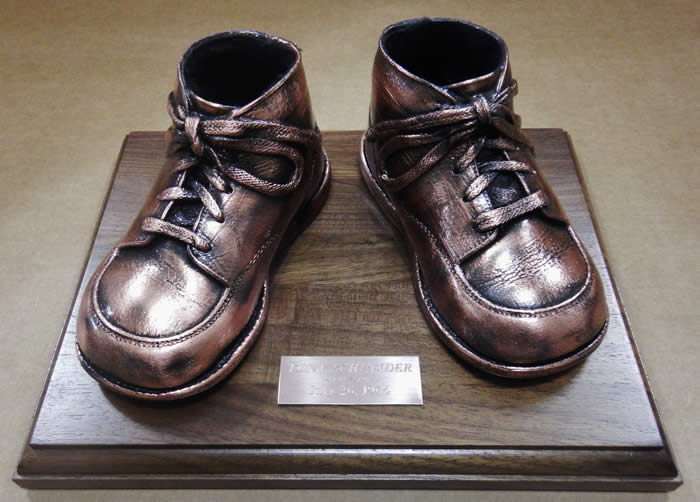 copper plated baby shoes